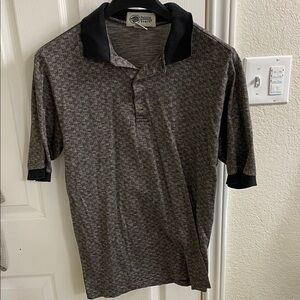 Pebble Beach Men's Polo Shirt in Black and Gray Pattern